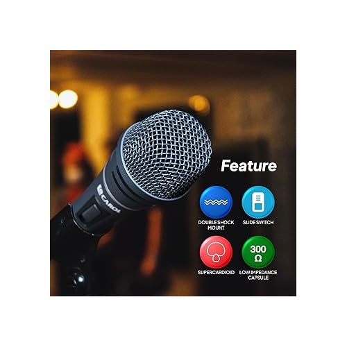  CAROL Wired Dynamic Microphone - for Live Singing Performances, Professional Singing, Handheld Super Cardioid Mic, with 15ft Detachable XLR to 1/4