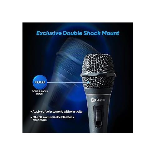  CAROL Dynamic Karaoke Microphone - Wired Microphone for Singing, Handheld Super Cardioid Karaoke Mic, Microphone with 15ft Detachable XLR to 1/4