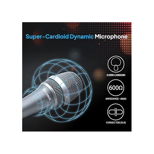  CAROL Dynamic Microphone Vocal with Super-Cardiod Unidirectional, Top Choice for Live Stage Performance Noise Cancelling AHNC Technology, P-1 / AC-900 Gray