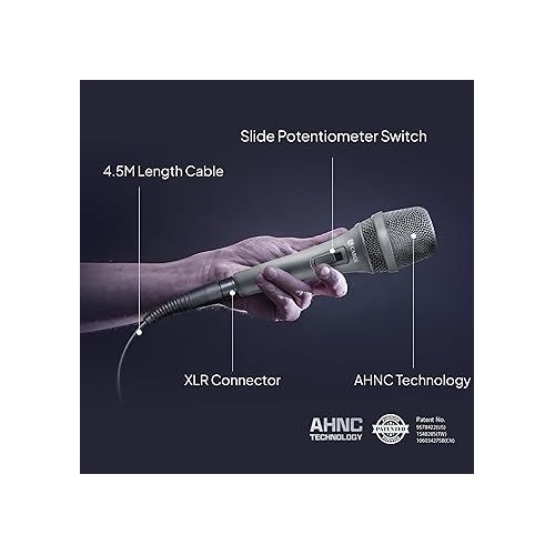  CAROL Dynamic Microphone Vocal with Super-Cardiod Unidirectional, Top Choice for Live Stage Performance Noise Cancelling AHNC Technology, PS-1/ AC-900S Gray