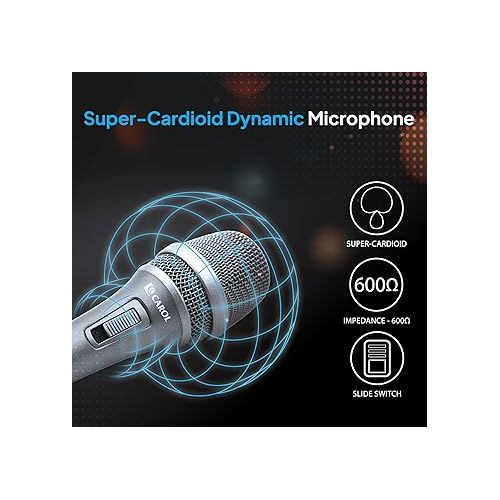  CAROL Dynamic Microphone Vocal with Super-Cardiod Unidirectional, Top Choice for Live Stage Performance Noise Cancelling AHNC Technology, PS-1/ AC-900S Gray