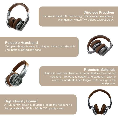 Carol Premium Wireless Folding Headphone with Patented Design Detachable Bluetooth Dongle Set by CAROL (BTH-830)