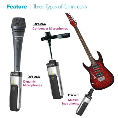  CAROL DW-26-RCD Portable 2.4G Digital Wireless Microphone System (Dynamic and Condenser Microphone) =Made in Taiwan=