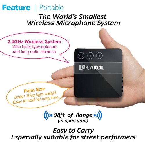  Portable Digital Wireless Microphone Adapter for Performances (2.4GHz) | Extremely Low-Latency, Better Than CD Quality | by CAROL DW-26-RCD for Dynamic and Condenser Microphone