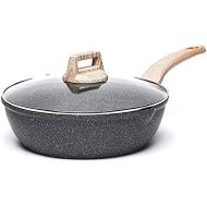 CAROTE Nonstick Deep Frying Pan with Lid, 10 Inch Skillet Saute Pan Induction Cookware, Non Stick Granite Frying Pan for Cooking, PFOA Free (Classic Grainte)