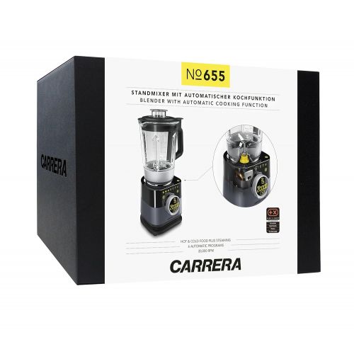  CARRERA Standmixer No 655 | Soup Smoothie Maker | Dampfgarer (BPA frei) | 4 Edelstahl Messer | Glas 1,75 Liter | 1000W/500W