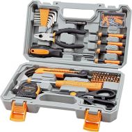 CARTMAN Tool Set General Household Hand Tool Kit with Plastic Toolbox Storage Case Orange Plus