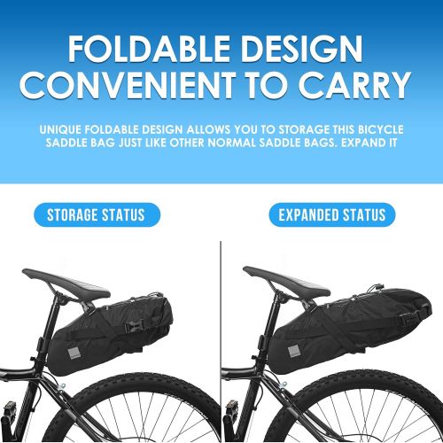  Cartman Bike packing Bags Large Bike Seat Bag Waterproof Cycling Tail Saddle Bag Under Seat Storage Pack for Mountain Road Bicycle Accessories 10L Large Capacity
