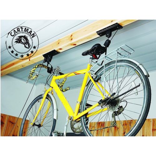  CARTMAN 2 Packs Garage Utility Ceiling-Mounted Bike Lift, Mountain Bicycle Hoist
