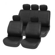 CARWORD 9pcs Universal Car Seat Cover PU Leather Waterproof Auto Interior Accessories for Four Seasons(Black)