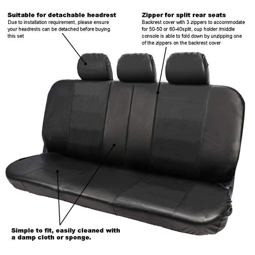  CARWORD 9pcs Universal Car Seat Cover PU Leather Waterproof Auto Interior Accessories for Four Seasons(Black)