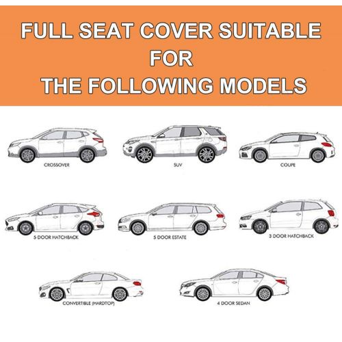  CARWORD White Car Seat Covers Automotive Accessories Interior Airbag Compatible with Steering Wheel Cover Shoulder Pad Black