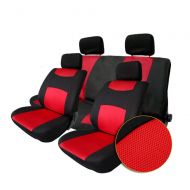 CARWORD Universal Car seat Cover Cloth Art Auto Interior Nonslip and Breathable Van Seat for Four Seasons (Red + Black)
