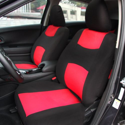  CARWORD Universal Car seat Cover Cloth Art Auto Interior Nonslip and Breathable Van Seat for Four Seasons (Red + Black)