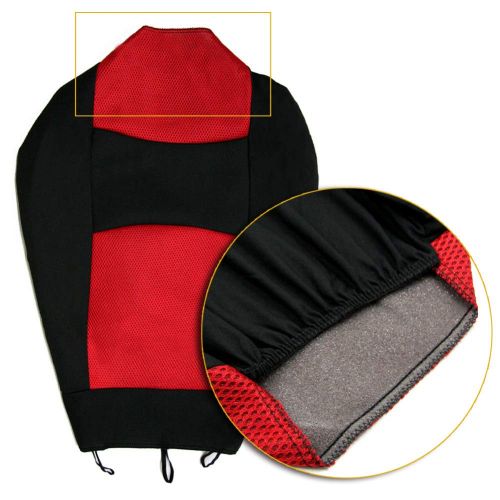  CARWORD Universal Car seat Cover Cloth Art Auto Interior Nonslip and Breathable Van Seat for Four Seasons (Red + Black)