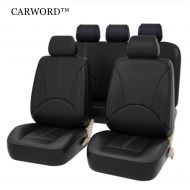 CARWORD PU Leather Universal Car Seat Covers Set Nonslip and Breathable Van Seat Automotive Accessories Interior(Black)