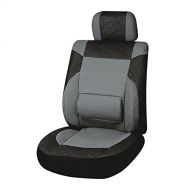 CARWORD Universal PU Leather Car Front Single Seat Covers Soft Full Set Car Care with Airbag Compatible (Black)