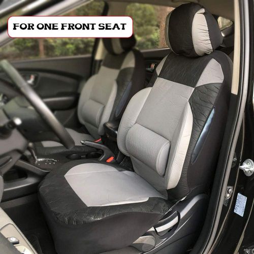  CARWORD Universal PU Leather Car Front Single Seat Covers Soft Full Set Car Care with Airbag Compatible (Black)