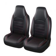 CARWORD PU Leather Front Car Seat Covers Nonslip and Breathable Van Waterproof Auto Interior Accessories for Cars, SUVS and Trucks Black and Red