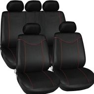 CARWORD Car Seat Cover Sets Front & Rear Complete Auto Interior Accessories with Side Airbags with headrest Covers (Black)