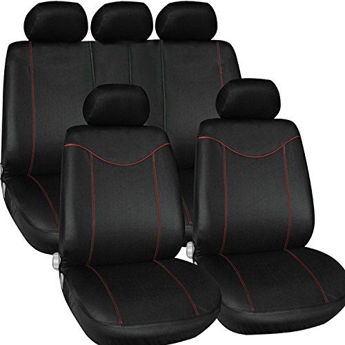  CARWORD Car Seat Cover Sets Front & Rear Complete Auto Interior Accessories with Side Airbags with headrest Covers (Black)