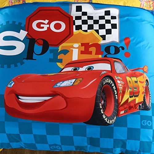  CASA Casa 100% Cotton Kids Bedding Set Boys Lightning McQueen Duvet Cover and Pillow Cases and Fitted Sheet,4 Pieces,Queen