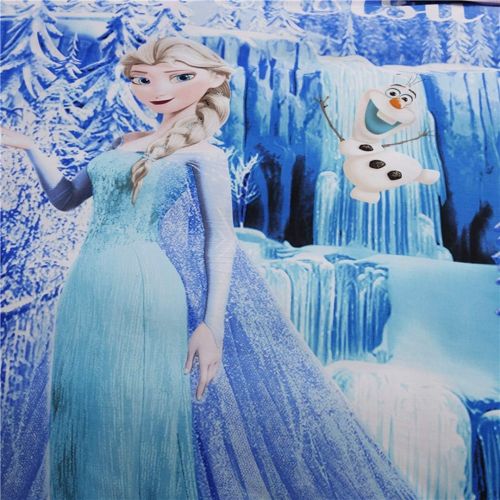  Casa 100% Cotton Kids Bedding Set Girls Princess Elsa Duvet Cover and Pillow Cases and Fitted Sheet,Girls,4 Pieces,Queen