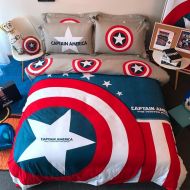 Casa 100% Cotton Kids Bedding Set Boys Captain America Duvet Cover and Pillow Cases and Flat Sheet,Boys,4 Pieces,Queen