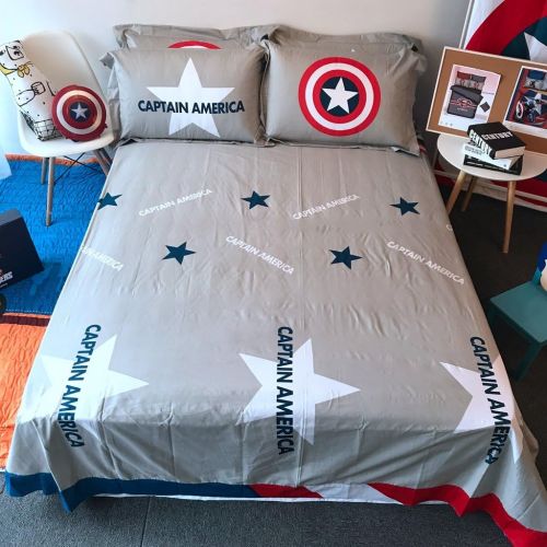  Casa 100% Cotton Kids Bedding Set Boys Captain America Duvet Cover and Pillow Cases and Flat Sheet,Boys,4 Pieces,Queen
