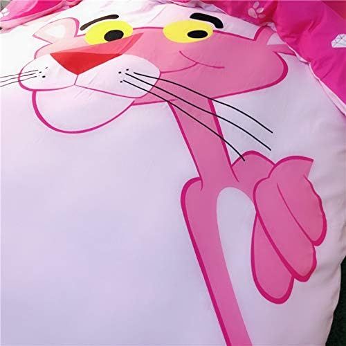  Casa 100% Cotton Kids Bedding Set Girls Pink Panther Duvet Cover and Pillow case and Fitted Sheet,3 Pieces,Twin
