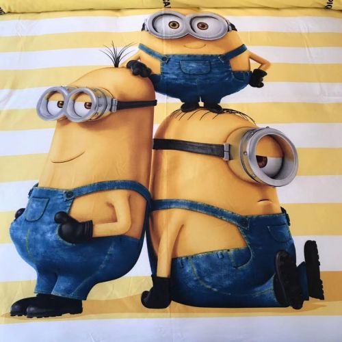  Casa 100% Cotton Kids Bedding Set Boys Minions The First Duvet Cover and Pillow Cases and Flat Sheet,Boys,4 Pieces,Queen