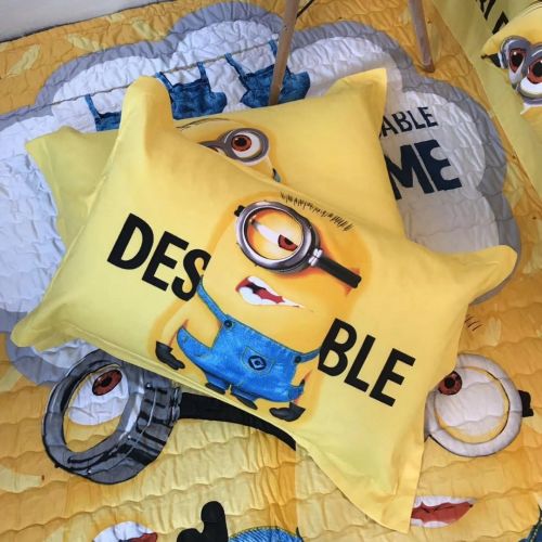  Casa 100% Cotton Kids Bedding Set Boys Minions The First Duvet Cover and Pillow Cases and Flat Sheet,Boys,4 Pieces,Queen