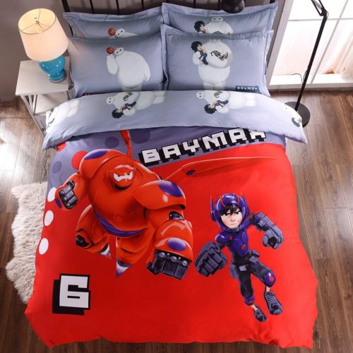  Casa 100% Cotton Kids Bedding Set Boys Big Hero 6 Baymax Duvet Cover and Pillow Cases and Fitted Sheet,4 Pieces,Queen