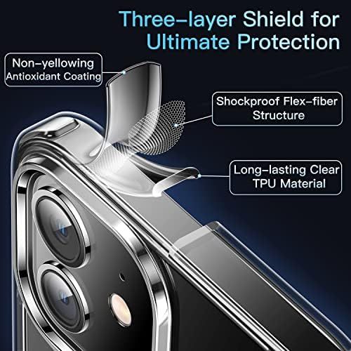  [아마존베스트]CASEKOO Crystal Clear Designed for iPhone 12 Case, Designed for iPhone 12 Pro Case [Never Yellow] Shockproof Protective Phone Case Slim Thin Cover (6.1) 5G 2020- Clear