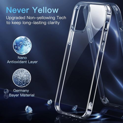  [아마존베스트]CASEKOO Crystal Clear Designed for iPhone 12 Case, Designed for iPhone 12 Pro Case [Never Yellow] Shockproof Protective Phone Case Slim Thin Cover (6.1) 5G 2020- Clear