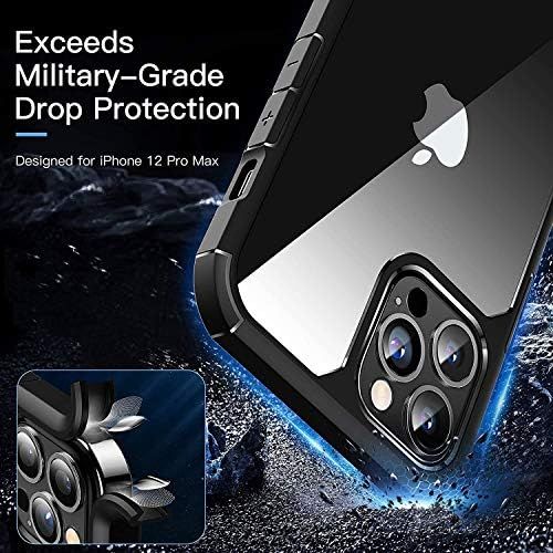  [아마존베스트]CASEKOO Defender Designed for iPhone 12 Pro Max Case, [Military Grade Drop Protection], Clear Shockproof Protective Phone Case Slim Thin Cover 5G 6.7 inch 2020- Black