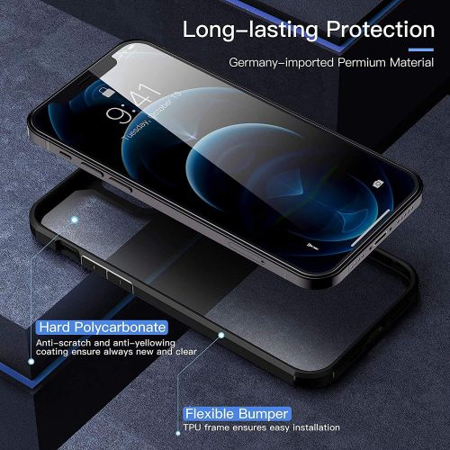  [아마존베스트]CASEKOO Defender Designed for iPhone 12 Pro Max Case, [Military Grade Drop Protection], Clear Shockproof Protective Phone Case Slim Thin Cover 5G 6.7 inch 2020- Black