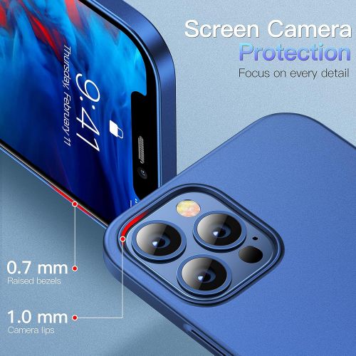  [아마존베스트]CASEKOO Slim Fit Compatible with iPhone 12 Pro Max Case, Ultra Thin Hard Plastic Protective Phone Case Cover with Matte Finish Coating Cases 6.7 inch, Blue