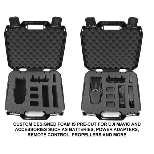  CASEMATIX DRONESAFE Rugged Mini Drone Carry Case Organizer With Customizable Foam  Protect DJI Mavic Pro Foldable Drone Combo and Accessories Such as Remote Control , Extra Batteries , Prop