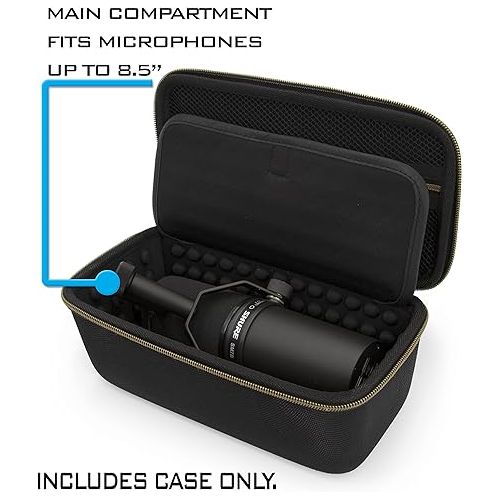  CASEMATIX Studio Case Compatible with Rode PodMic, Shure SM7B Microphone and Other Large Podcast Mics with XLR Recording Accessories - Includes Podcasting Mic Bag Only