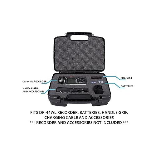  CASEMATIX Portable Recorder Case Compatible with Tascam Portacapture X8, DR-05x Dr-40x 22L 100MK 100MKiii 44WL Recorder, Mini Tripod, Adapter, Mic Windscreen and More - Customizable Hard Case Only