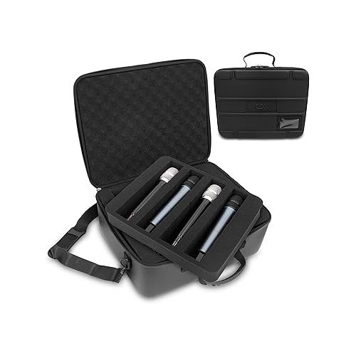  CASEMATIX Portable Microphone Case Compatible with Sennheiser Shure and More Wireless Mic Systems - Dual Layer Customizable Foam Holds Microphones, Receivers, Transmitters and More