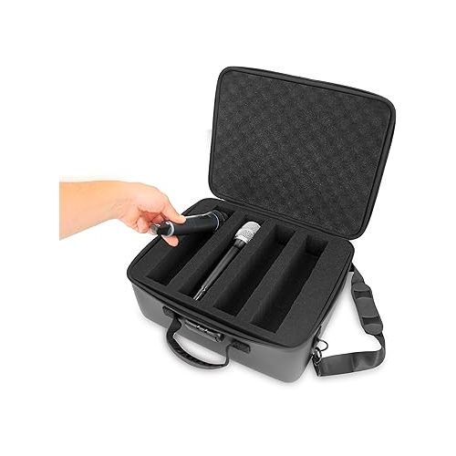  CASEMATIX Portable Microphone Case Compatible with Sennheiser Shure and More Wireless Mic Systems - Dual Layer Customizable Foam Holds Microphones, Receivers, Transmitters and More