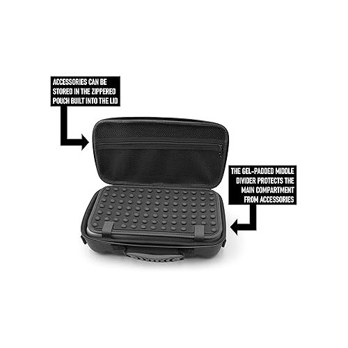  CASEMATIX Travel Case Compatible with Audio-technica AT-SB727 Portable Turntable Sound Burger Vinyl Record Player - Includes Carry Case Only with Handle and Shoulder Strap, Black
