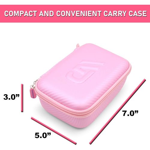  CASEMATIX Camera Travel Case Compatible with PROGRACE, Ourlife, Dragon Touch and More Waterproof Toy Camera Video Recorders - Pink Case for Toy Action Camera and Accessories