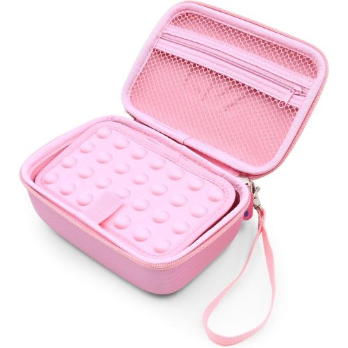  CASEMATIX Camera Travel Case Compatible with PROGRACE, Ourlife, Dragon Touch and More Waterproof Toy Camera Video Recorders - Pink Case for Toy Action Camera and Accessories