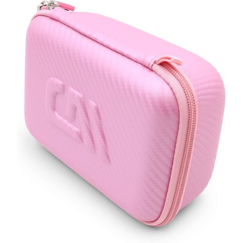  CASEMATIX Camera Travel Case Compatible with PROGRACE, Ourlife, Dragon Touch and More Waterproof Toy Camera Video Recorders - Pink Case for Toy Action Camera and Accessories