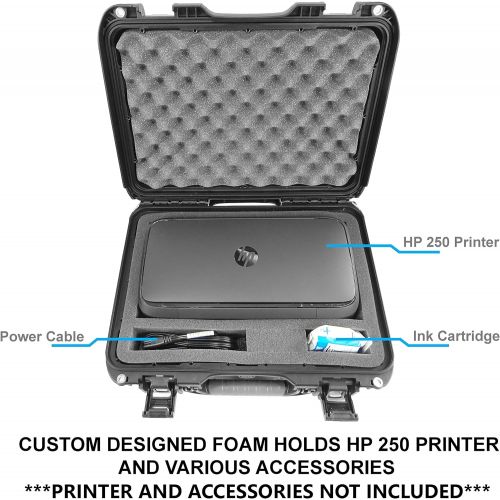  CASEMATIX Casematix Elite Portable Printer Carry Case for HP Officejet 250 and 200 - Professionally Designed IP6x Waterproof Crushproof Travel Case for Wireless Mobile Printer, HP 62 Ink Car