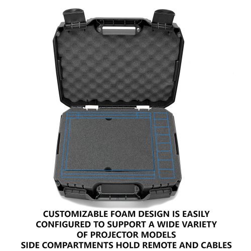  CASEMATIX Projector Travel Case Designed for Epson VS250 SVGA, VS350 XGA, VS355 WXGA Projectors, HDMI Cable and Remote - Custom Foam Compartment and Hard Shell Protection