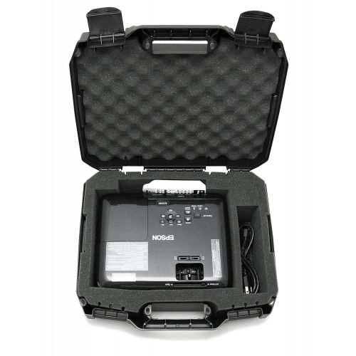  CASEMATIX Projector Travel Case Designed for Epson VS250 SVGA, VS350 XGA, VS355 WXGA Projectors, HDMI Cable and Remote - Custom Foam Compartment and Hard Shell Protection